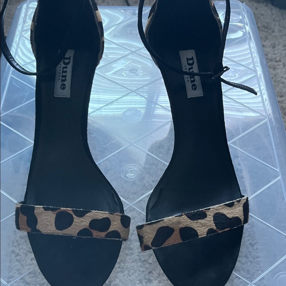Dune London Black and Brown Animal Print Sandals